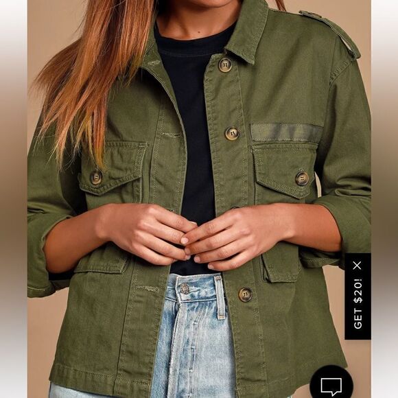 Lulus Ready For Action Olive Green Cropped Utility Jacket - Picture 10 of 11
